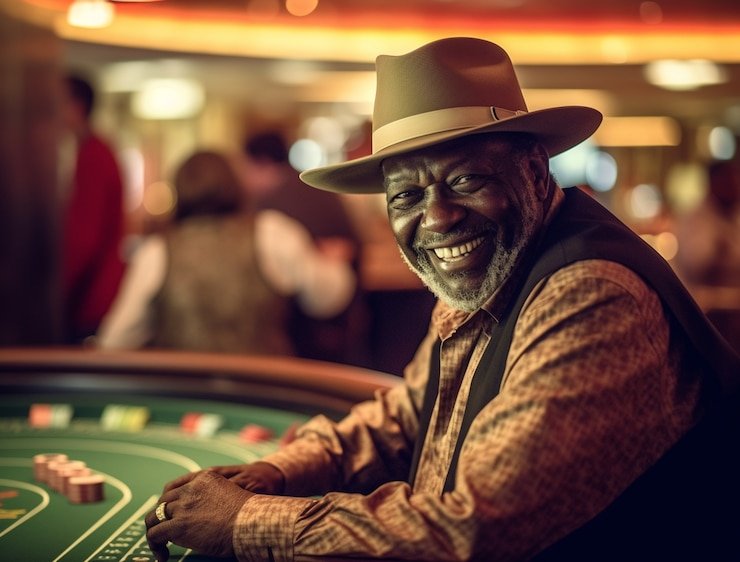 Dealer melempar tiga dadu dalam wadah kaca untuk Live Sic Bo